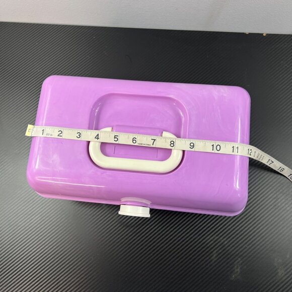 Vintage Caboodles Purple Plastic Tiered  Makeup Travel Case Organizer w/ Mirror - Picture 12 of 14